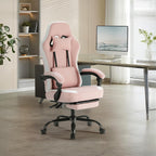 Sweetcrispy Video Gaming Chair - Ergonomic Desk Chair with Footrest and Lumbar Support, Height Adjustable High Back Task Chair with Linkage Armrests and Headrest, 360° Wheels, Pink