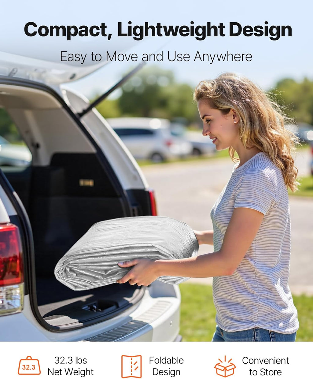 VEVOR Carport Replacement Canopy Cover, 12 x 20 ft Potable Garage Tent Top Tarp with Sidewalls, UV-Resistant & Waterproof, Heavy Duty Car Shelter Tarp with Ball Buggees, Grey, Frame Not Included