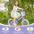 XJD Girls Bike for 3-12 Years Old Girls, 12 14 16 20 Inch Kids Bike with Training Wheels, Adjustable Seat Height, Coaster Brake, Streamers Basket
