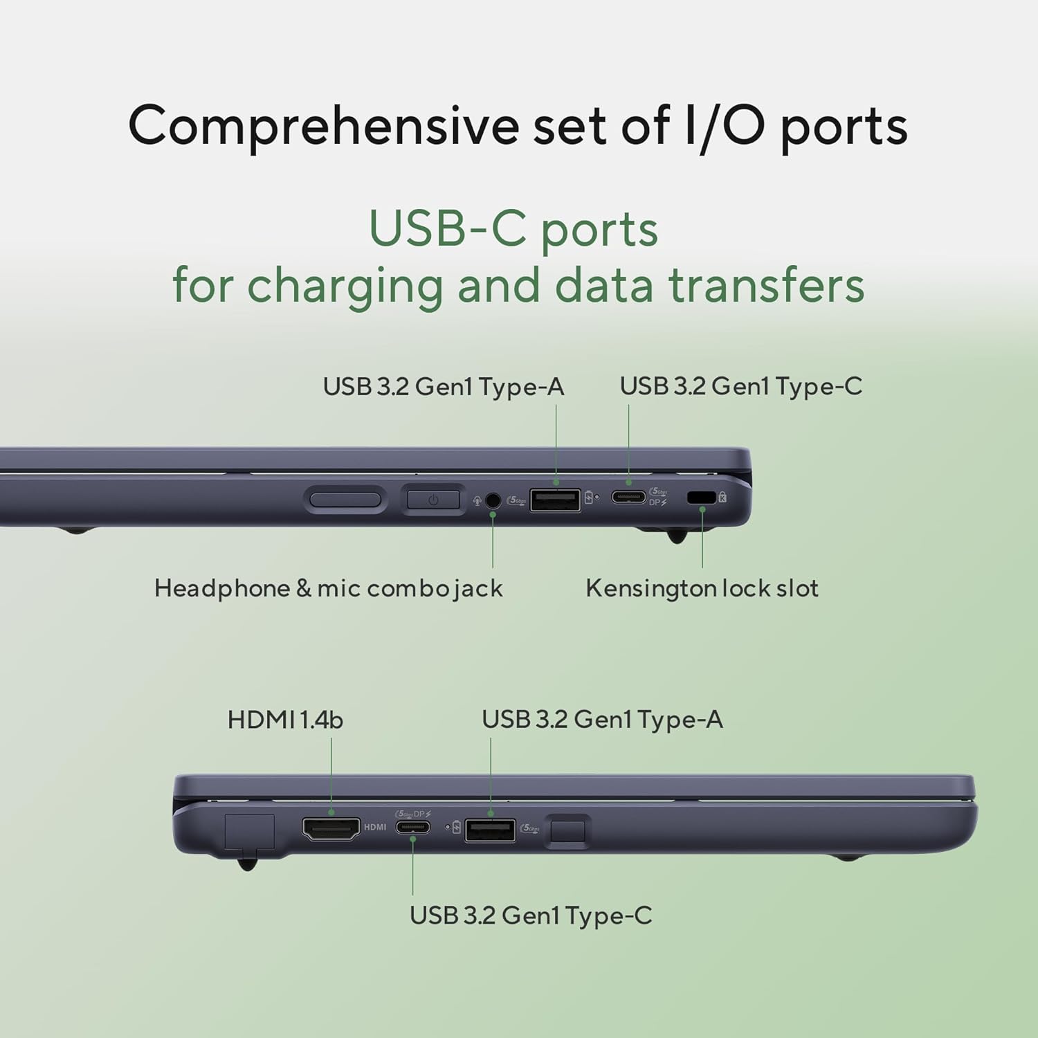 ASUS Chromebook CR11 Ruggedized Laptop  11.6” Display  Intel Processor N100 Processor  4GB RAM  64GB eMMC Storage  Antimicrobial Guard  Spill-Resistant Keyboard  Mineral Grey  CR1104CGA-AS44