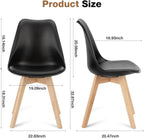 OLIXIS Set of 4 Dining Kitchen Mid-Century Modern Chairs with Wood Legs and PU Leather Cushion for Living Room Bedroom Outdoor Lounge, Black