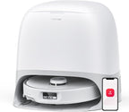 roborock Qrevo Curv Robot Vacuum and Mop, Zero-Tangling, AdaptiLift Chassis, FlexiArm Technology, Al Obstacle Recognition, 17mm Mop Lift, 18,500Pa Suction, Hot Water Mop Washing & Dock Self Cleaning