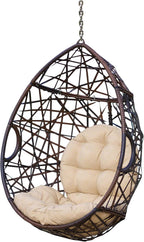 Christopher Knight Home Isaiah Indoor/Outdoor Wicker Tear Drop Hanging Chair (Stand Not Included), Multi-Brown and Tan