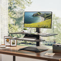 Electric Standing Desk Converter 36" Wide, Height Adjustable Desk Riser, Computer Workstation, Sit-Stand Convertor for Home, Office, School (Black, 1 Arm Included)
