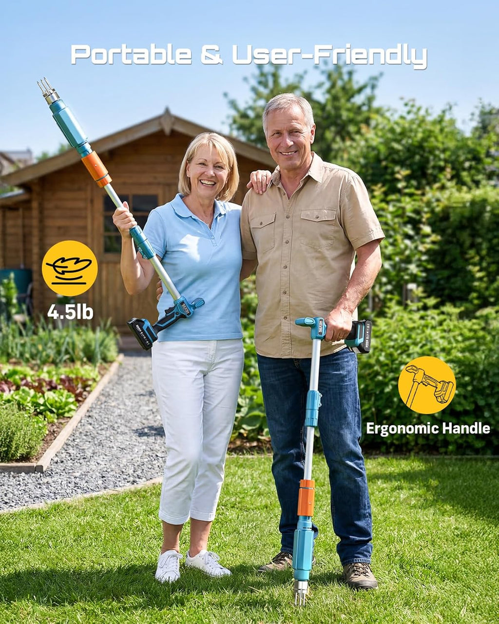 2026 Upgraded Electric Weed Puller Tool, 20V Battery Powered Stand Up Weeder with 2 x 2000mAh Batteries, Adjustable Handle, 3-Claw Steel Head, Dandelion Remover & Crabgrass Puller for Garden Lawn Yard