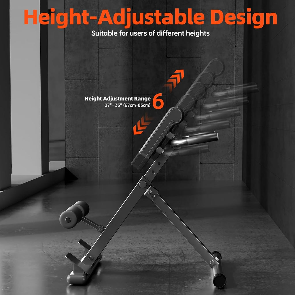 Roman Chair Hyperextension Bench – Adjustable Back Extension Machine for Glutes, Hamstrings & Lower Back – Foldable Multi-Purpose Workout Equipment for Home Gym