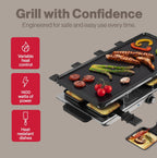 Swissmar Geneva Raclette Grill with Reversible Cast Aluminum Grill Top - Perfect for outdoor & Indoor Electric Raclette Grill & Griller - Barbeque Bonding - 8-Person