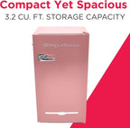 Frigidaire EFR376 Retro Bar Fridge Refrigerator with Side Bottle Opener, 3.2 cu. Ft, Pink/Coral