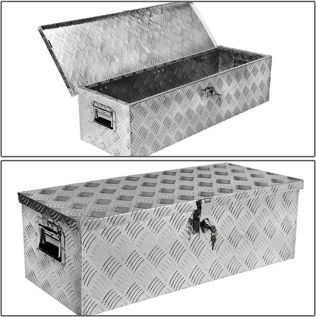 Auto Dynasty 30 Inch Truck Tool Box, Heavy Duty Aluminum Truck Bed Toolbox for Pickup RV Trailer, Underbody Truck Box Storage Organizer Chest with Side Handle and Lock, 30" x 13" x 10", Silver
