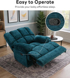 WILLOVE Oversized Rocker Recliner Chair Rocking Recliners Overstuffed Soft Big Man Manual Recliner Extra Large Living Room Chair 350 LBS Capacity, Teal, L