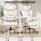 COMHOMA Big and Tall Office Chair, High Back Leather Gaming Chair with Footrest, Executive Ergonomic Office Chairs with Pocket Spring Lumbar Support and with Outward Fixed Soft Armrests