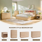 JXQTLINGMU 9 Drawer Dresser for Bedroom, 52" Wide Modern Wood Dressers with Push-to-Open Drawers for Closet Storage, Chest of Drawers TV Stand for Living Room & Hallway, Curved Profile, Natural