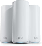 NETGEAR Orbi 770 Series Tri-Band WiFi 7 Mesh Network System (RBE773) - Router + 2 Satellite Extenders  Security Features  Up to 11Gbps  Covers up to 8 000 sq. ft.  100 Devices  2.5 Gig Internet Port