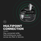 Raycon Pro Earbuds Wireless Bluetooth + 6 Microphones with Hybrid Active Noise Canceling  Sweat & Water-Resistant Earphones  Premium Wireless Ear Buds Bluetooth 40 Hours Playtime (Black)
