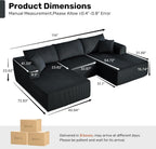 Modular Sectional Sofa,114" U-Shaped Boneless Sofa for Living Room,Oversized 3-Seater Deep Seat Cloud Couches,Corduroy Upholstered Corner Sofa Couch,No Assembly Required,Black