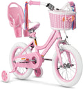 Glaf Kids Toddler Bike 12 14 16 20 Inch Girls Bike with Training Wheels Age 2-12 Years Old Toddler Girls Bike with Basket and Doll Seat Adjustable Seat