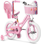 Glaf Kids Toddler Bike 12 14 16 20 Inch Girls Bike with Training Wheels Age 2-12 Years Old Toddler Girls Bike with Basket and Doll Seat Adjustable Seat