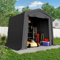 CHARMELEON 8x8FT Heavy Duty Outdoor Storage Shelter,Portable Garage Shelter for Garden Tool Motorcycle Bike,All-Steel Metal Frame Storage Tent with Dual Doors&Thickened Fabric (Dark Gray)