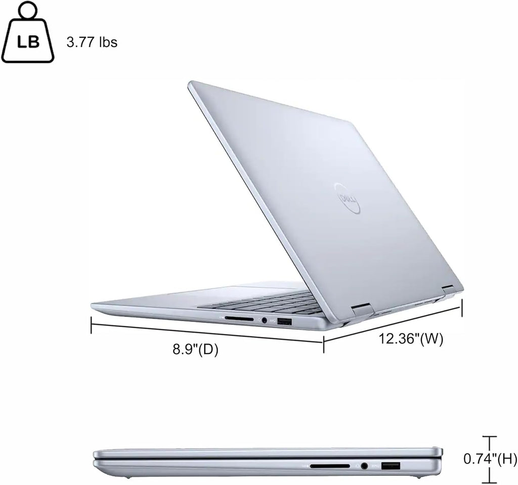 Dell Inspiron 14 7445 2-in-1 Laptop 14" WUXGA Comfortview Touch AMD 6-core Ryzen 5 8640HS (>i7-1355U) 16GB DDR5 512GB SSD Backlit for Designer Business Professional Work Win11Pro Copilot AI