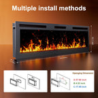 60Inch Electric Fireplace Wall Recessed/Wall Mounted with Adjustable Flame Color, Fireplace Heater with Remote Control, Linear Fireplace with 8 Timer, Touch Screen, 750/1500W (60")