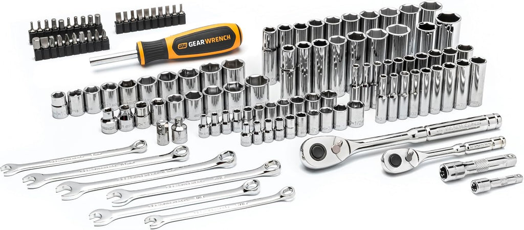 GEARWRENCH 121 Piece 1/4” & 3/8” Drive 72-Tooth SAE/Metric Mechanics Hand Tool Set | GW72SCBMTS