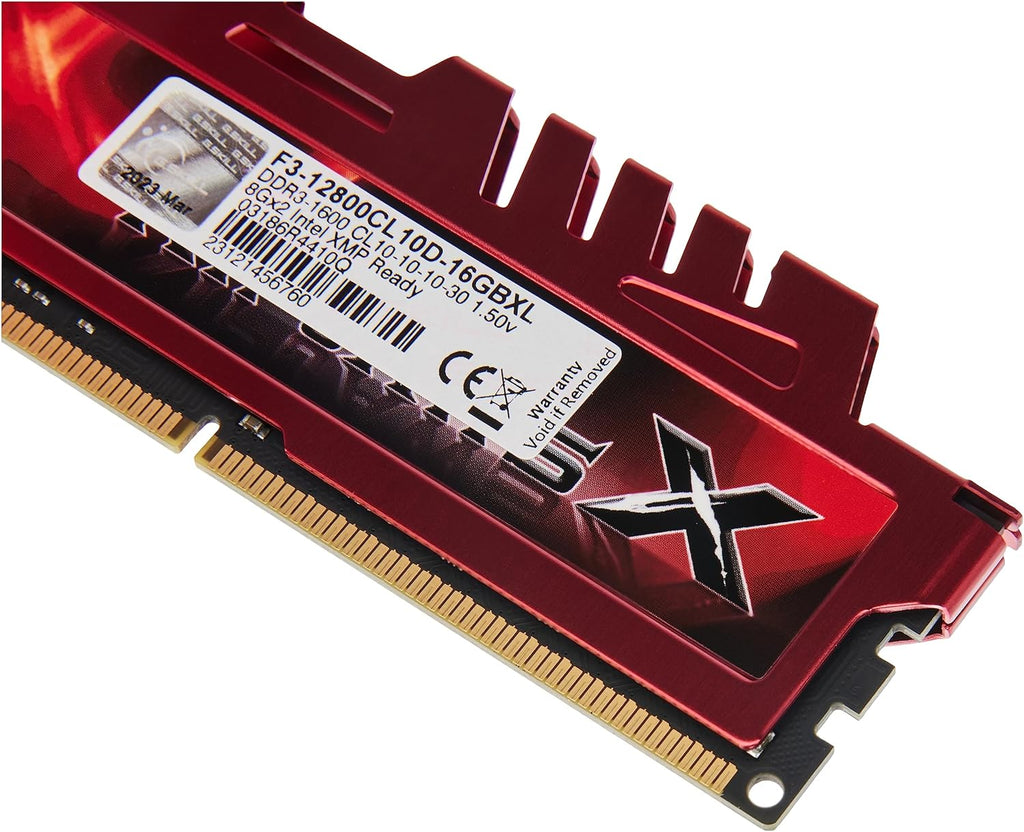 G.SKILL RipjawsX Series DDR3 RAM (XMP) 16GB (2x8GB) 1600MT/s CL10-10-10-30 1.50V Desktop Computer Memory U-DIMM (F3-12800CL10D-16GBXL)