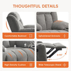 Rocker Swivel Recliner Chair for Adults, Overstuffed Large Manual Recliner Glider with Massage and Heat, Comfy Soft Fabric Living Room Reclining Sofa Chair (Lime Gray)