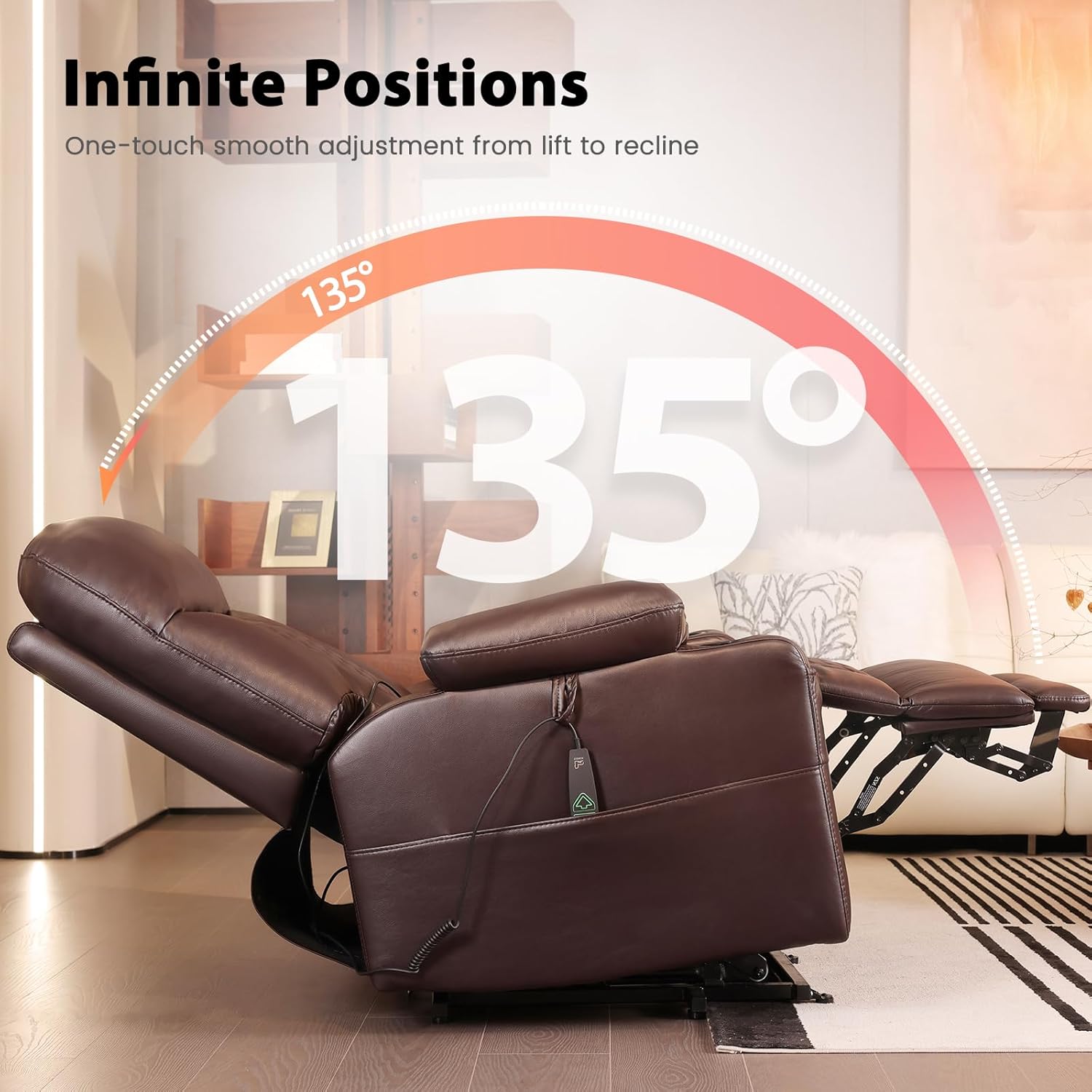 EONIX Small Power Lift Recliner Chair for Elderly with Heat and Massage, 400lbs Heavy Duty Electric Recliner Chairs for Adults with Cup Holders and USB Charging Ports, SLRY019020, Dark Brown