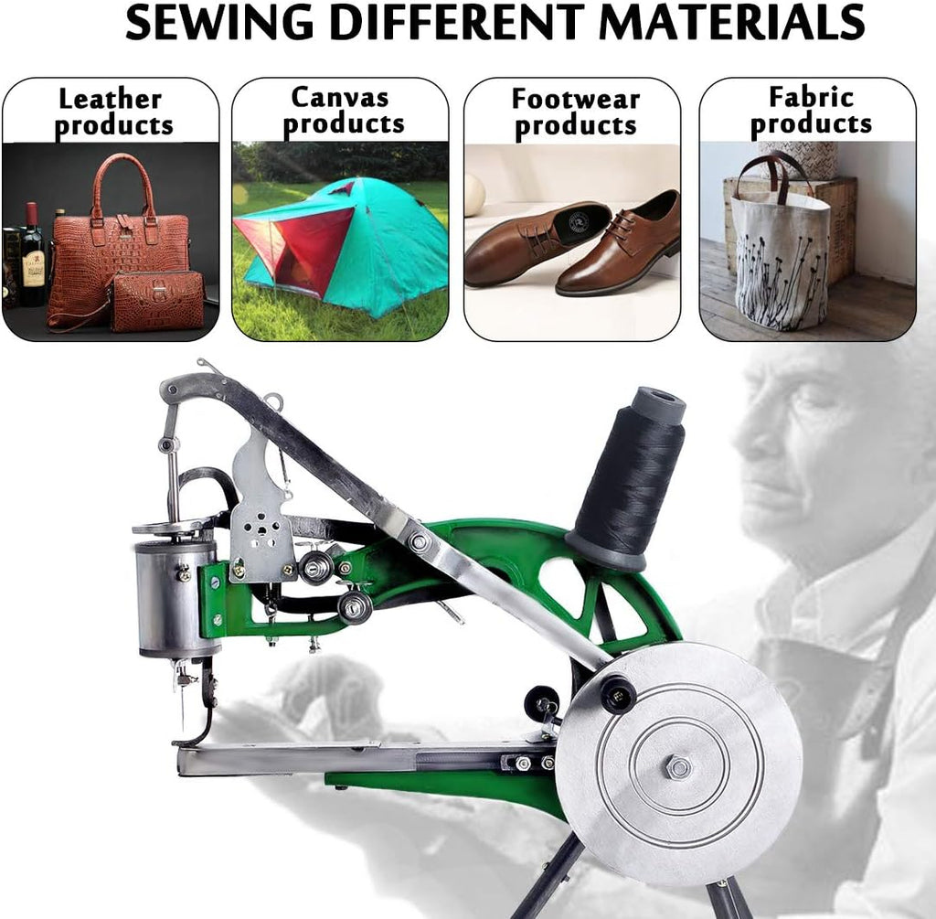 Manual Leather Sewing Machine Hand Shoe Cobbler Stitching Repair Mending Machine Patcher Dual Cotton Nylon Line Sewing Machine