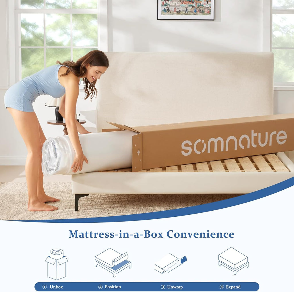 Queen Mattress in a Box, 10 Inch Cooling Gel Memory Foam Mattress for Pressure Relief & Deep Sleep, Medium Firm with Motion Isolation, CertiPUR-US Certified, Fiberglass Free
