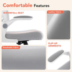 Ergonomic Office Chair, Computer Desk Chair with Adjustable Lumbar Support and Flip-up Armrests, Rocking Function, Comfy Mesh Office Desk Chair for Home Office, Grey