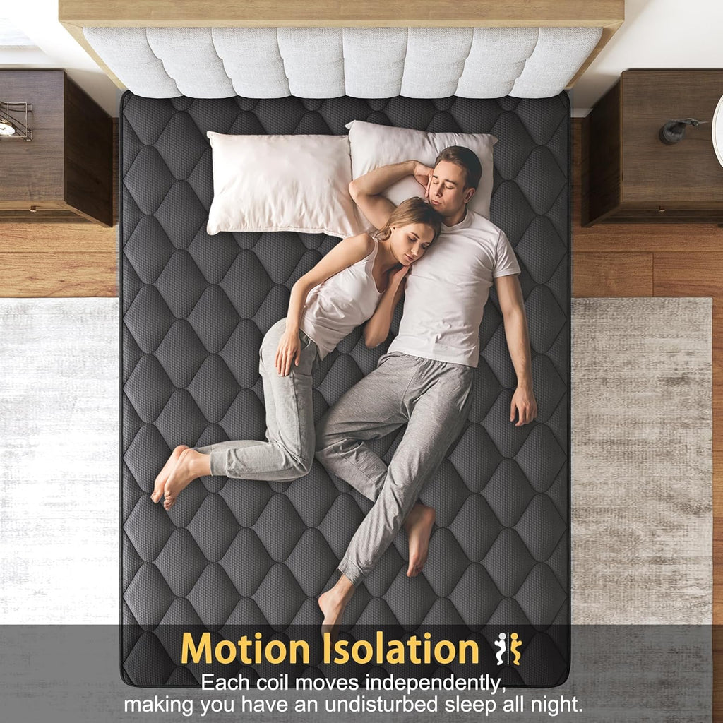 King Mattress 14 Inch,Hybrid Mattresses Euro Top Medium Firm for Back & Lumbar Support, 100 Night Trial, Individual Pocket Spring Bed for Motion Isolation & Pressure Relief Black