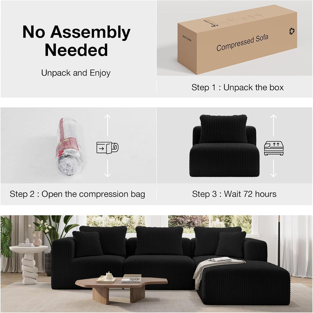 Novilla 106" Modular Sectional Sofa, Modern Cloud Sectional Couch with Smarts Coil® Support, U-Shape Boneless Couch for Living Room Apartments Bedroom, No Assembly Required (3 Seat w/ 2 Ottoman)