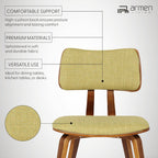Armen Living Jaguar Mid-Century Dining Chair in Walnut Wood and Green Fabric