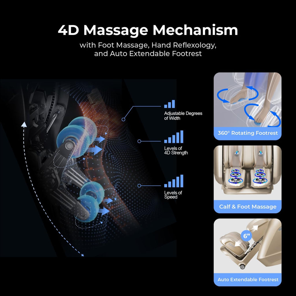 Osaki 4D Achilles l 360 Rotating Footrest l Full Body Massage Chair l Zero Gravity l 360 Kenading Calfrest l Lumbar Heating l Touchscreen Controller l Auto Body Scan l Bluetooth Speaker (Brown)
