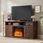 Marsail Fireplace TV Stand up to 70" TV with Storage, Farmhouse Entertainment Center with 23" Electric Fireplace, Adjustable Shelves, Remote Control & Cable Management, for Living Room, Brown