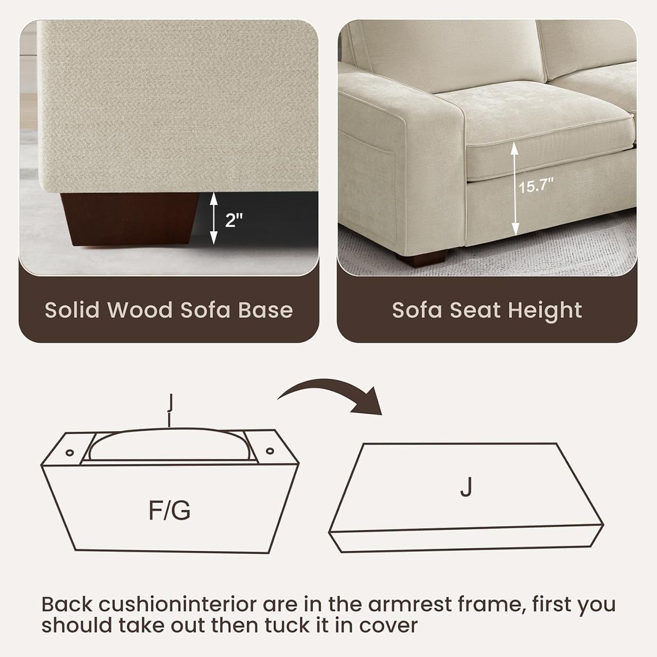 PARKOL 99" L-Shaped Sectional Couch with Storage, Sofa with Reversible Chaise, USB Type-C Charging, Chenille Fabric, Removable Cushion Covers, for Small Space, Apartment, Living Room, Beige
