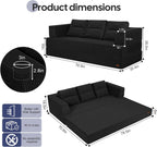 COMAX Futon Sofa Bed Queen, 79" Convertible Sofa Bed Couches for Living Room, 4 in 1 Folding Boneless Sleeper Corduroy Couch Loveseat Foam In a Box, Comfy Foldable Lounge Fold Out Floor Mattress Black