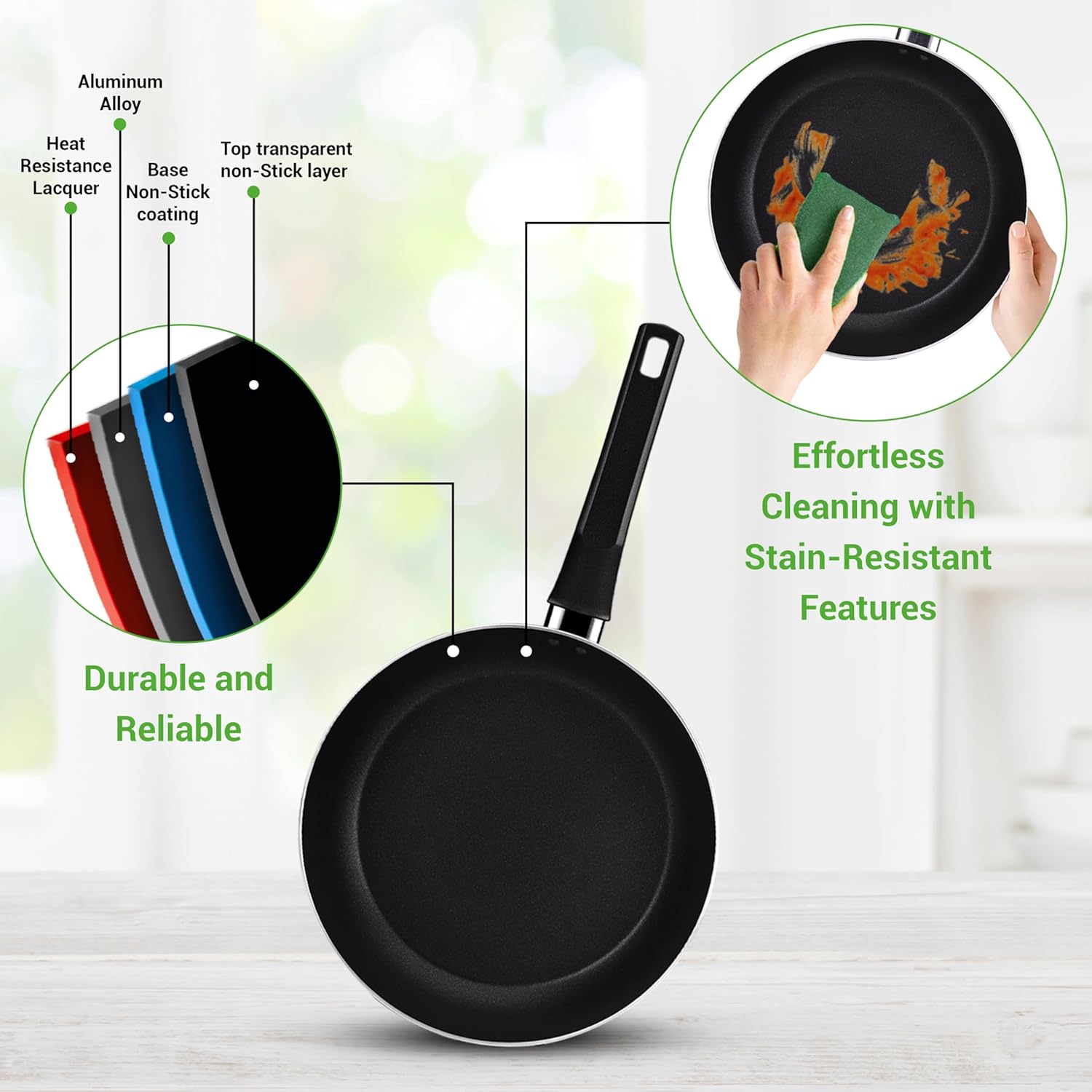 NutriChef 13-Piece Nonstick Cookware - Heat Resistant Kitchen Ware Set w/Saucepan, Frying Pans, Cooking Pots, Casserole, Lids, Ladle, Fork, Strainer - NCCWA13, Black