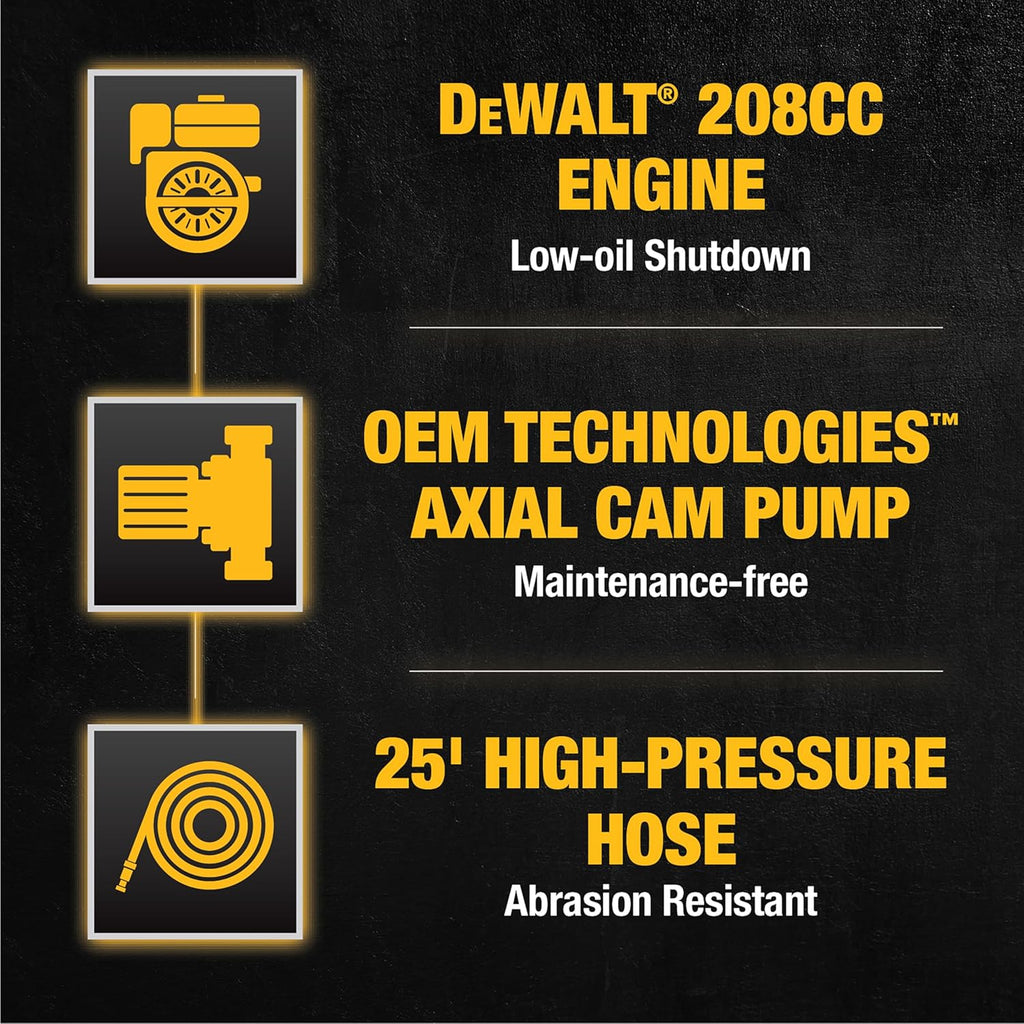 DeWalt 3300 PSI Gas Pressure Washer  5 Nozzles  Spray Gun  Wand  25-ft. Hose  DXPW3300-S  49-State