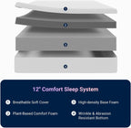 Avenco Queen Mattress, 12 Inch Queen Memory Foam Mattress in a Box for Refresh Sleep & Pressure Relief, CertiPUR-US Certified Soft Queen Size Mattresses