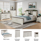 BLANKSPACE Farmhouse Dresser with 6 Drawers, Antique White Dresser for Bedroom, Hallway, Living Room, or Office Storage