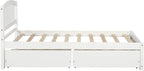 Harper & Bright Designs Twin Storage Bed Frame, Wood Platform Bed with Two Drawers and Headboard, White