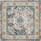 SAFAVIEH Monaco Collection Area Rug - 11' Square, Grey & Light Blue, Non-Shedding & Easy to Clean, Distressed Medallion Design, Ideal for Living Room, Bedroom, Dining Space (MNC243G)