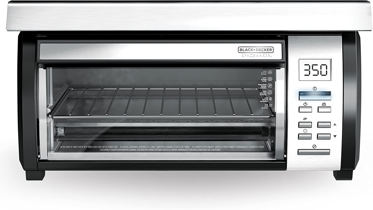 BLACK+DECKER SpaceMaker Under-Counter Toaster Oven, Digital Controls, Black/Stainless Steel, Fits 9测 Pizza, TROS1000D