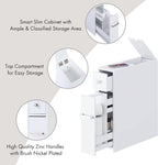 Spirich Slim Bathroom Storage Cabinet, Free Standing Toilet Paper Holder, Bathroom Cabinet Slide Out Drawer Storage, White