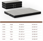 Memory Foam Trifold Mattress, Queen Portable Floor Bed 6 Inch, Foldable Mat with Washable Cover, Handle & Non-Slip Bottom, for RV, Travel, Camping, Yoga, 78"x58"x6", Grey