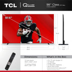 TCL 98-Inch Q65 QLED 4K UHD Smart TV with Google TV (98Q651G  2024 Model) Dolby Vision  Dolby Atmos  HDR Pro+  Game Accelerator Enhanced Gaming  Voice Remote  Works with Alexa  Streaming Television