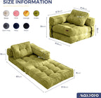 MAXYOYO Folding Sofa Bed, L-Shaped Convertible Sofa Bed with Armrest Foldable Sleeper with Pillow, Portable Fold Out Chair Bed Comfy Floor Sofa Lounge for Living Room Bedroom, Green