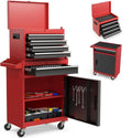 5 Drawers Tool Cart on Wheels with 1 Cabinet, Multifunctional Removable Rolling Tool Chest Storage Set, Tool Trolley Organizer Tool Box for Garage,Warehouse,Workshop,Repair Shop (Red)